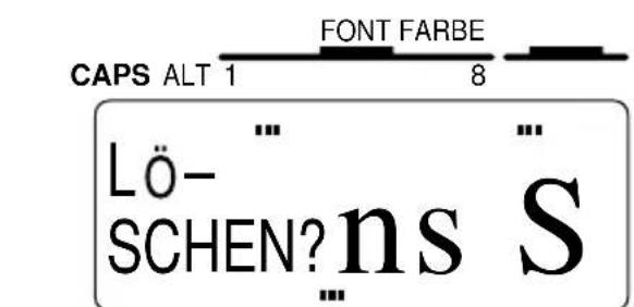 CAPS ALT 1 FONT FARBE 8 LÖ- SCHEN? ns S
