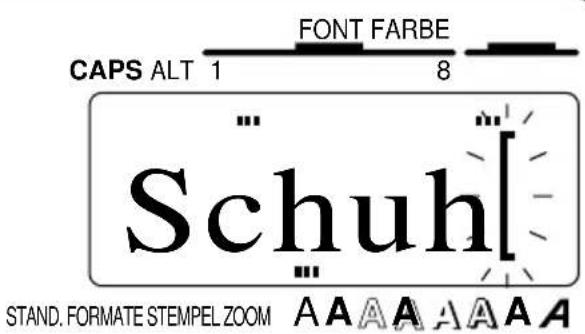 CAPS ALT 1 FONT FARBE 8 Schuh STAND. FORMATE STEMPEL ZOOM A A A A A A A