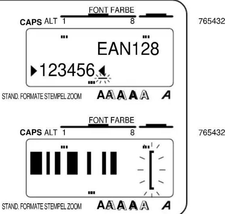 CAPS ALT 1 FONT FARBE 8 765432 ... EAN128 ►123456 ... STAND. FORMATE STEMPEL ZOOM AAAAA A 765432 CAPS ALT 1 FONT FARBE 8 765432 ... STAND. FORMATE STEMPEL ZOOM AAAAA A
