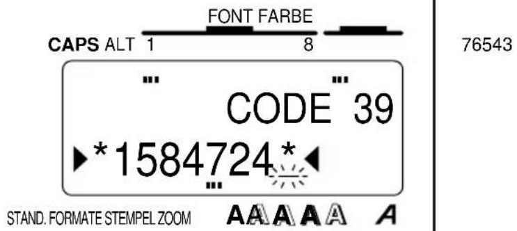 CAPS ALT 1 FONT FARBE 8 76543 CODE 39 *1584724* STAND. FORMATE STEMPEL ZOOM A A A A A