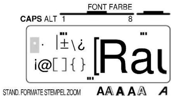 CAPS ALT 1 FONT FARBE 8 • |±\¿ i@[ ] { } [Rai ... STAND. FORMATE STEMPEL ZOOM AAAAA A