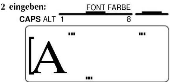 2 eingeben: CAPS ALT 1 FONT FARBE 8 [A]