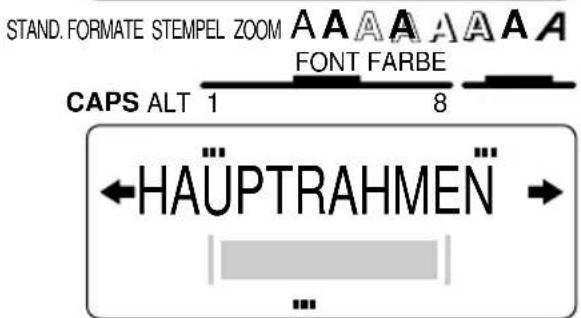 STAND. FORMATE STEMPEL ZOOM A A A A A A FONT FARBE CAPS ALT 1 8 ←HAÜPTRAHMEN → ...
