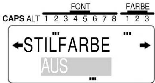 CAPS ALT 1 2 3 4 5 6 7 8 FONT FARBE ←STILFARBE AUS