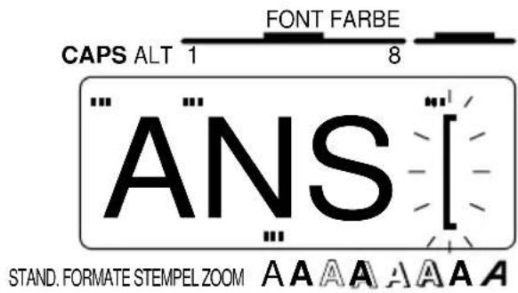 CAPS ALT 1 FONT FARBE 8 "ANS" STAND. FORMATE STEMPEL ZOOM A A A A A A A A