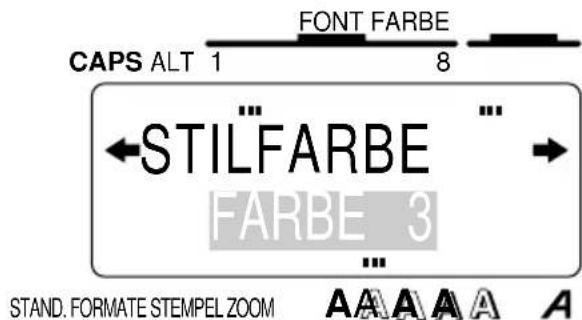 CAPS ALT 1 FONT FARBE 8 ←STILFARBE FARBE 3 ... STAND. FORMATE STEMPEL ZOOM A A A A A