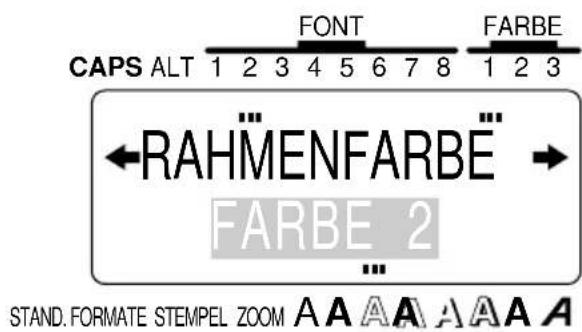 CAPS ALT 1 2 3 4 5 6 7 8 FONT FARBE 1 2 3 RAHMENFARBE FARBE 2 STAND. FORMATE STEMPEL ZOOM A A A A A A A