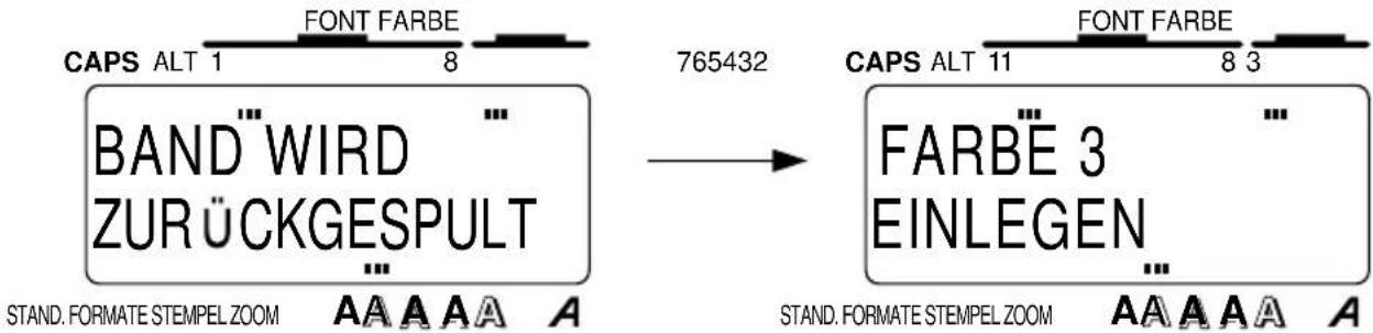 CAPS ALT 1 FONT FARBE 8 BAND WIRD ZURÜCKGESPUULT 765432 CAPS ALT 11 FONT FARBE 8 3 FARBE 3 EINLEGEN STAND. FORMATE STEMPEL ZOOM AAA AA A STAND. FORMATE STEMPEL ZOOM AAA AA A