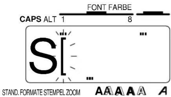 CAPS ALT 1 FONT FARBE 8 S ... ... STAND. FORMATE STEMPEL ZOOM A A A A A
