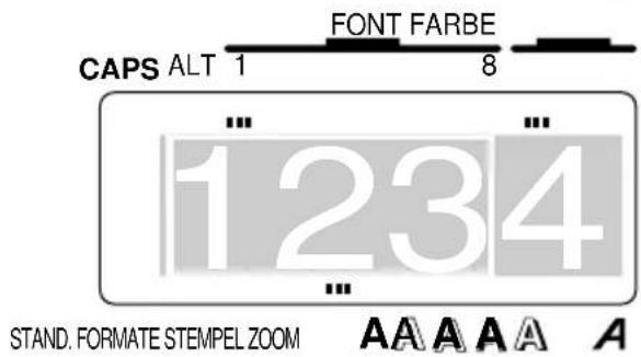 CAPS ALT 1 FONT FARBE 8 1234 STAND. FORMATE STEMPEL ZOOM A A A A A