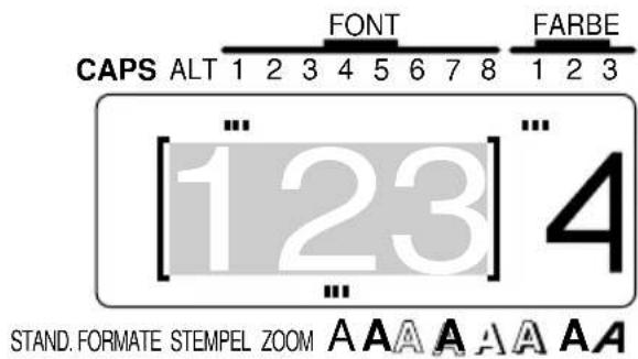 CAPS ALT 1 2 3 4 5 6 7 8 FONT FARBE [1 23] 4 STAND. FORMATE STEMPEL ZOOM A A A A A A A A