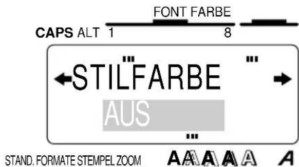 CAPS ALT 1 FONT FARBE 8 ←STILFARBE AUS ... STAND. FORMATE STEMPEL ZOOM AAAAA A