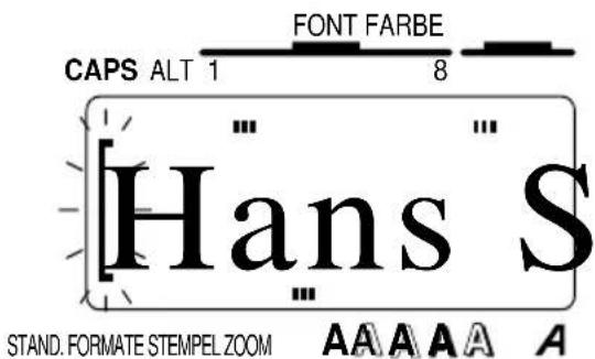 CAPS ALT 1 FONT FARBE 8 "Hans S" STAND. FORMATE STEMPEL ZOOM A A A A A A