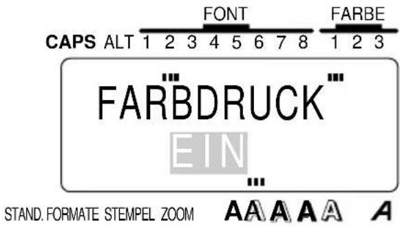 CAPS ALT 1 2 3 4 5 6 7 8 FONT FARBE FARBDRUCK EIN STAND. FORMATE STEMPEL ZOOM A A A A A