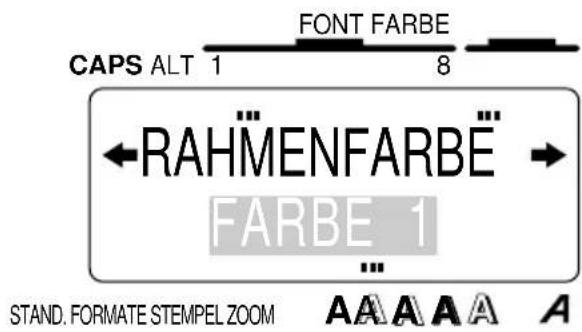 CAPS ALT 1 FONT FARBE 8 ←RAHMENFARBË → FARBE 1 STAND. FORMATE STEMPEL ZOOM A A A A A