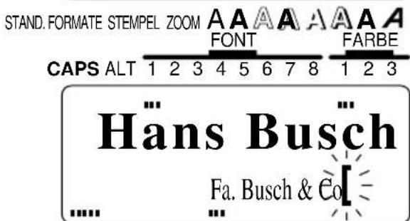 STAND. FORMATE STEMPEL ZOOM AAAA AAA FONT FARBE CAPS ALT 1 2 3 4 5 6 7 8 1 2 3 Häns Busch Fa. Busch & Co