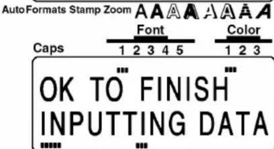 AutoFormats Stamp Zoom AAAA A A A A Caps Font Color 1 2 3 4 5 1 2 3 OK TO FINISH INPUTTING DATA
