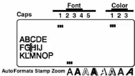 Caps Font Color 1 2 3 4 5 1 2 3 ABCDE FGHIJ KL'MNOP AutoFormats Stamp Zoom A A A A A A A A