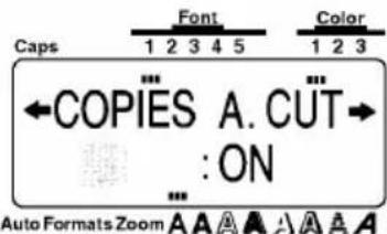 Caps Font Color 1 2 3 4 5 1 2 3 ←COPIÈS A. CUT→ : ON Auto Formats Zoom A A A A A A A A