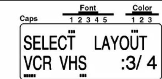 Caps 1 2 3 4 5 SELECT LAYOUT VCR VHS :3/ 4 Color 1 2 3