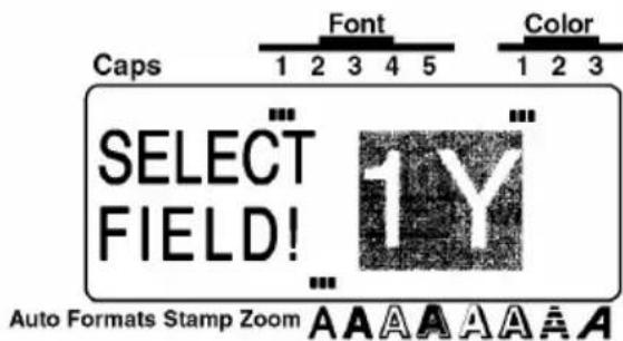 Caps 1 2 3 4 5 Font Color 1 2 3 SELECT FIELD! 1Y Auto Formats Stamp Zoom A A A A A A A