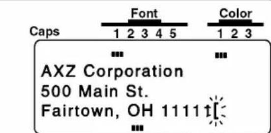 Caps Font Color 1 2 3 4 5 1 2 3 AXZ Corporation 500 Main St. Fairtown, OH 1111t