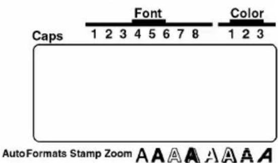 Caps 1 2 3 4 5 6 7 8 Font Color 1 2 3 AutoFormats Stamp Zoom A A A A A A A A