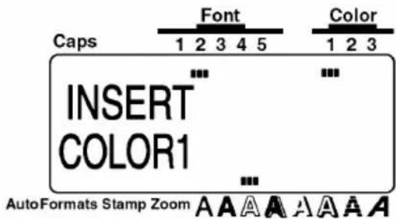 Caps Font Color 1 2 3 4 5 1 2 3 INSERT COLOR1 AutoFormats Stamp Zoom A A A A A A A A