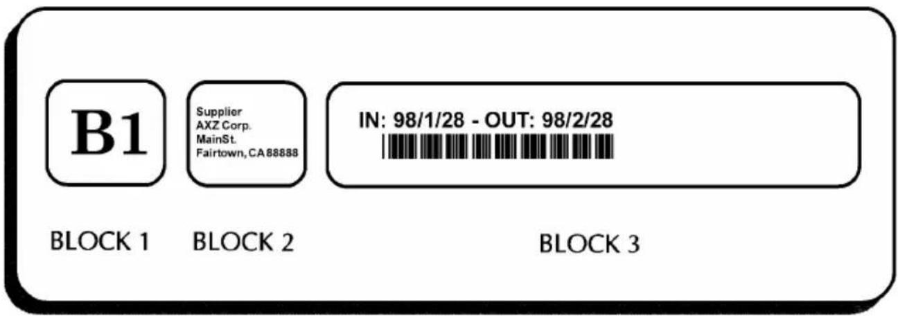 B1 Supplier AXZ Corp. MainSt. Fairtown, CA 88888 IN: 98/1/28 - OUT: 98/2/28 BLOCK 1 BLOCK 2 BLOCK 3