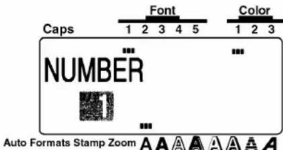 Caps Font Color 1 2 3 4 5 1 2 3 NUMBER Auto Formats Stamp Zoom A A A A A A A A