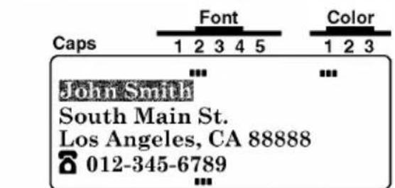 Caps Font Color 1 2 3 4 5 1 2 3 ... ... John Smith South Main St. Los Angeles, CA 88888 012-345-6789 ...