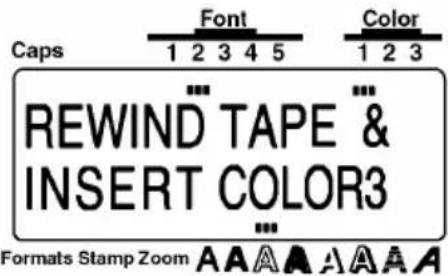 Caps Font Color 1 2 3 4 5 1 2 3 REWIND TAPE & INSERT COLOR3 Formats Stamp Zoom A A A A A A A
