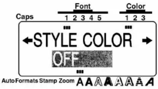 Caps Font Color 1 2 3 4 5 STYLE COLOR OFF AutoFormats Stamp Zoom A A A A A A A A