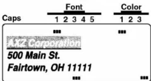 Caps Font Color 1 2 3 4 5 1 2 3 500 Main St. Fairtown, OH 11111