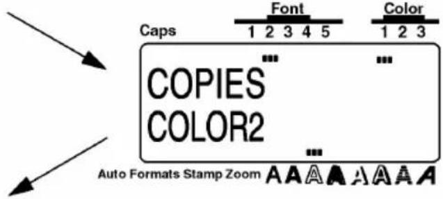 Caps Font Color 1 2 3 4 5 Copies COLOR2 Auto Formats Stamp Zoom A A A A A A A A