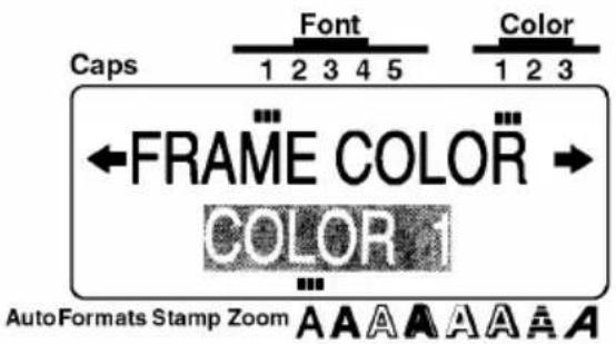 Caps Font Color 1 2 3 4 5 1 2 3 FRAME COLOR → COLOR AutoFormats Stamp Zoom A A A A A A A A