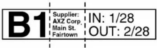 B1 Supplier: AXZ Corp. IN: 1/28 Main St. Fairtown OUT: 2/28