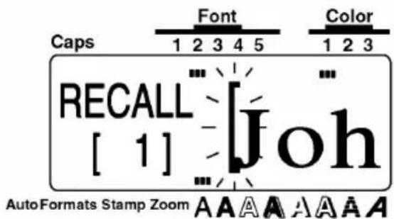 Caps 1 2 3 4 5 Font Color 1 2 3 RECALL [ 1 ] Joh AutoFormats Stamp Zoom A A A A A A A A