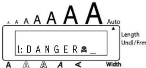 A A A A A A Auto Length Undl/Frm 1: D A N G E R 🔒 _ Width