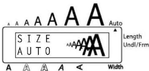 SIZE AUTO Length Undl/Frm Width