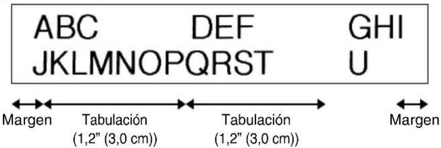 ABC DEF GHI JKLMNOPQRST U Margen Tabulación Tabulación Margen (1,2" (3,0 cm)) (1,2" (3,0 cm))