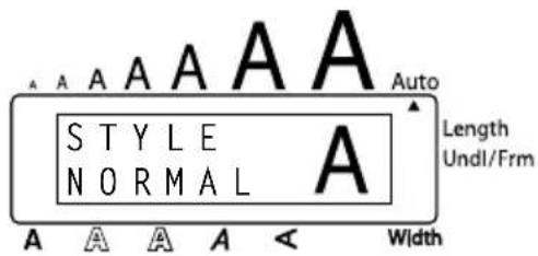 A A A A A A STYLE NORMAL A Width Length Undl/Frm