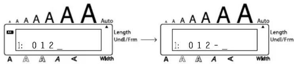 Auto Length Undl/Frm → 1: 0 1 2 _ Width A A A A A < Width Auto Length Undl/Frm 1: 0 1 2 - _ Width