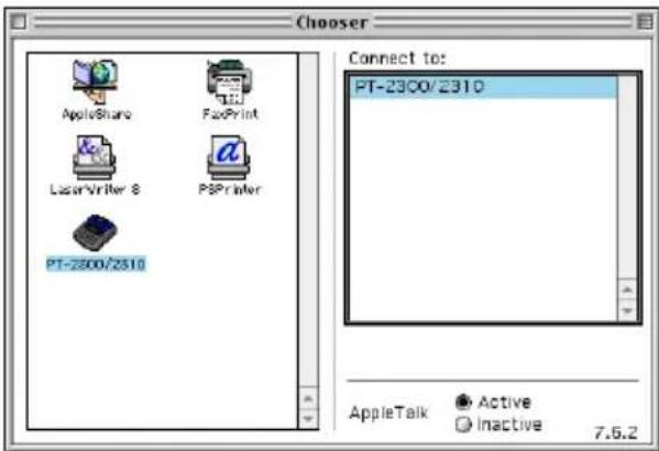 Chooser Connect to: PT-2300/2310 AppleTalk ● Active ○ Inactive 7.5.2