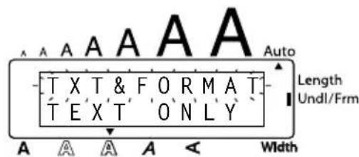 A A A A A Auto T X T & F O R M A T T E X T ' O N L Y Length Undl/Frm A A A A < Width