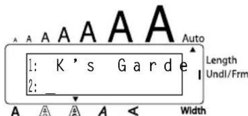A A A A A A 1: K's Garde 2: _ Width Length Undl/Frm