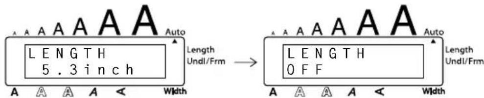 LENGTH 5.3 inch Width Length Undl/Frm → LENGTH OFF Width Length Undl/Frm