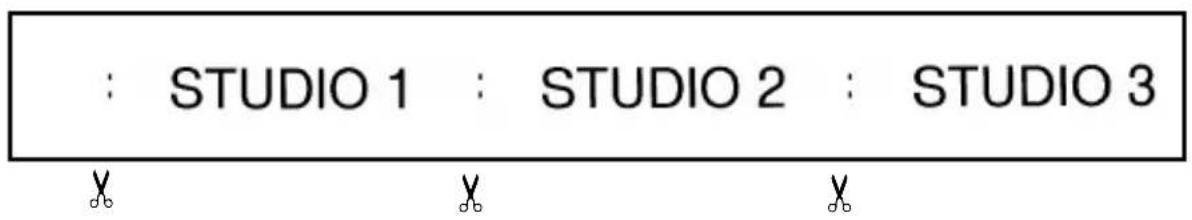 : STUDIO 1 : STUDIO 2 : STUDIO 3