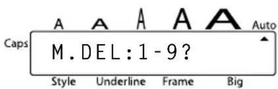 Caps A A A A A Auto M. DEL: 1 - 9? Style Underline Frame Big