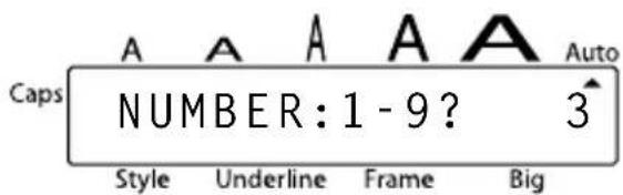 Caps A A A A A Auto NUMBER: 1 - 9? 3 Style Underline Frame Big